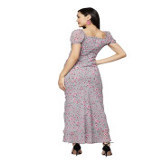 AAYU Floral Print Sweetheart Neck Maxi Dress