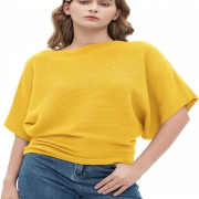 Zilcon Women Fashion Ribbed Batwing Sleeves Bagy Balloon Style Fit Top for Women t Shirts Women Formal, Casual, Office, Date, Outing, Party Tops