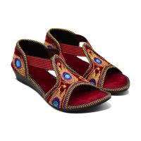 women-maroon-flats-sandal