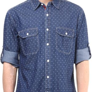 Silver Streak Men's Printed Casual Denim Shirt