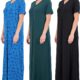 Real Essentials 3 Pack: Women's Soft Maxi Long Nightshirt Short Sleeve Soft Nightgown Sleep Dress (Available in Plus Size)