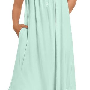 Ekouaer Women's Nightgowns Long Sleeveless Night gown with Pockets Soft Ladies Nightdress