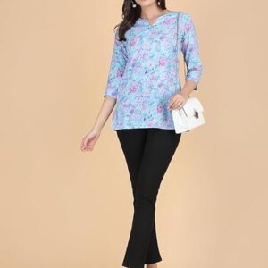 PIDAVLIYA'S Indian Women's Tunics Tops Cotton Floral Printed Short Kurti Kurta Shirt Top for Women