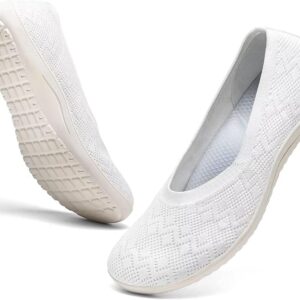 Women's Wide Toe Box Flats Shoes Knit Ballet Flat Slip-on Dress Walking Comfort Shoes