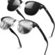 LINVO Polarized Semi Rimless Sunglasses for Men Women, Classic Retro Shades Half Frame Driving Sun Glasses UV Protection