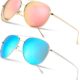 SUNGAIT Women's Lightweight Oversized Aviator Sunglasses - Mirrored Polarized Lens