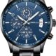 CRRJU Men's Fashion Stainless Steel Watches Date Waterproof Chronograph Wristwatches,Stainsteel Steel Band Waterproof Watch