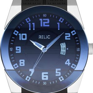 RELIC by Fossil Men's Jake Silver Stainless Steel and Black Silicone Band Watch (Model: ZR11861)