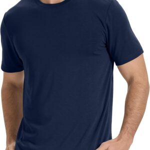 BAMBOO COOL Men's Crewneck T-Shirts Short Sleeve Heavy Weight Tees Athletic Casual Basic T Shirt