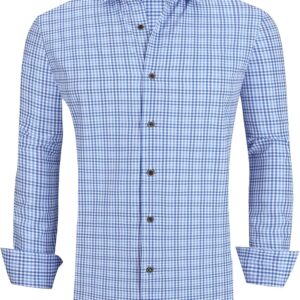 Alex Vando Mens Button Down Shirts Wrinkle Free 4-Way Stretch Print Business Casual Shirt