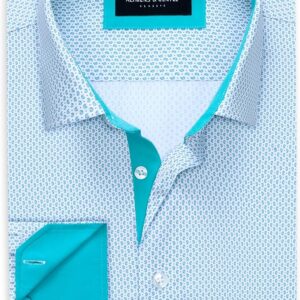 Alimens & Gentle Mens Dress Shirts Printed Button Down Shirt Long Sleeve Regular Fit Inner Collar Contrast Shirt Business