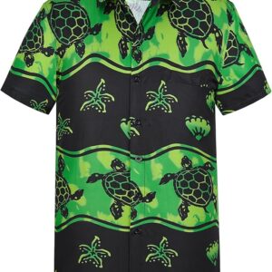 Yoimira Hawaiian Shirts for Men, Print Mens Casual Short Sleeve Button Down Shirts Floral Aloha Beach Shirt