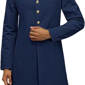 Runcati Mens Kurta Coats Indian Mandarin Collar Attire Ethnic Outfits Wedding Festive Party Clothing Casual Kaftan Robe