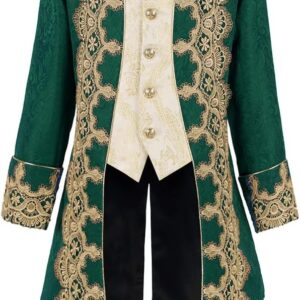 Men's Medieval Steampunk Jacket Victorian Literature Retro Gothic Tuxedo Halloween Costume